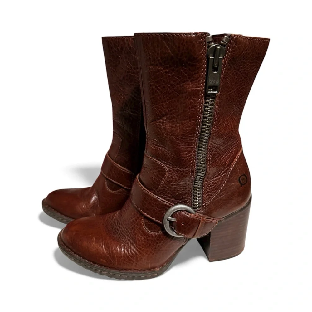 Born Women’s Camryn Leather Moto Boots - size 7 - Picture 2 of 9